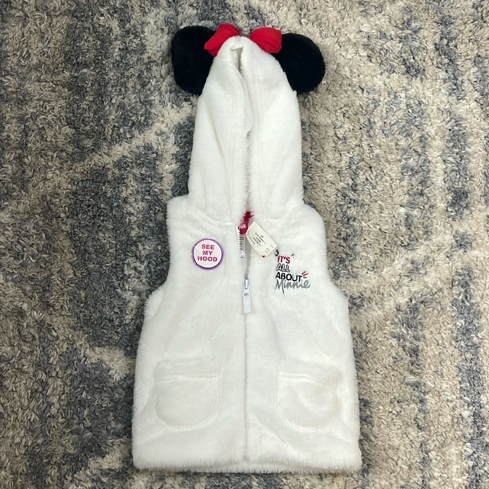 Disney Junior Mini Mouse Faux Fur Vest with Hood 🥰